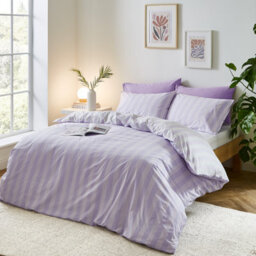 Sassy B Stripe Tease Reversible King Duvet Cover Set With Pillowcases Lilac - thumbnail 2