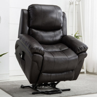 More4Homes Madison Dual Motor Electric Riser Rise Recliner Bonded Leather Armchair Electric Lift Chair (Brown) - image 1
