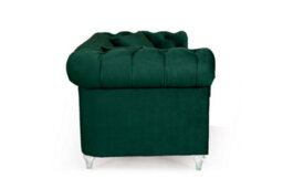 Chesterfield Sofa With Acrylic Feet In Velvet Bottle Green Fabric 2 Seater Sofa - thumbnail 5