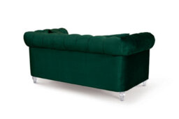 Chesterfield Sofa With Acrylic Feet In Velvet Bottle Green Fabric 2 Seater Sofa - thumbnail 6