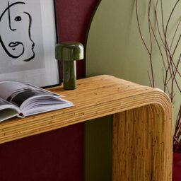 Sweeek - Natural Rattan Console Table 110Cm Rounded Edges L 110 X D 35 X H 75Cm - thumbnail 5
