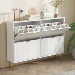 Homcom Slim Shoe Storage Cabinet With 4 Flip Drawers For Hallway, White - thumbnail 9