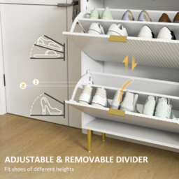 Homcom Slim Shoe Storage Cabinet With 4 Flip Drawers For Hallway, White - thumbnail 6