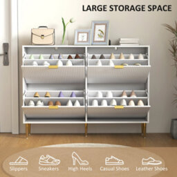 Homcom Slim Shoe Storage Cabinet With 4 Flip Drawers For Hallway, White - thumbnail 5