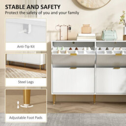 Homcom Slim Shoe Storage Cabinet With 4 Flip Drawers For Hallway, White - thumbnail 7