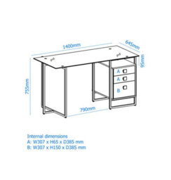 Dorel Home Morgan Writing Desk In Black & Gold - thumbnail 5