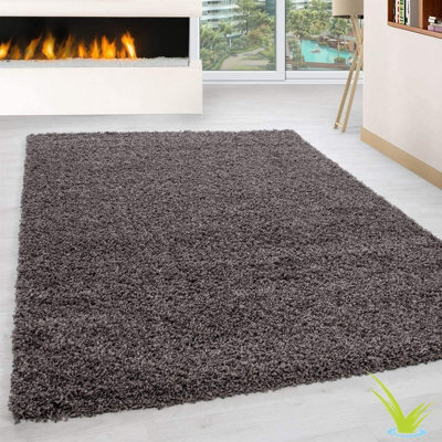 STALWART Modern Shaggy Rug - 5Cm Plush Thick Pile, Non-Slip, Soft Touch Carpet - Washable Area Rugs (Taupe, 120X170 Cm) - image 1