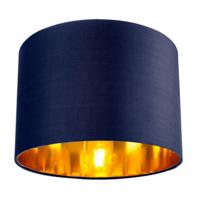 Happy Homewares Contemporary Blue Cotton 10 Table/pendant Lamp Shade With Shiny Copper Inner - image 1