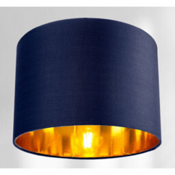 Happy Homewares Contemporary Blue Cotton 10 Table/pendant Lamp Shade With Shiny Copper Inner - thumbnail 2