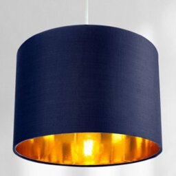 Happy Homewares Contemporary Blue Cotton 10 Table/pendant Lamp Shade With Shiny Copper Inner - thumbnail 7