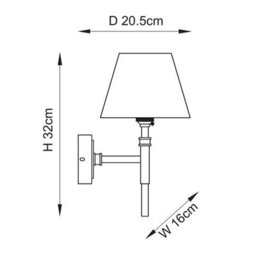 Luminosa Lighting Luminosa Chester Brushed Aged Brass Plate Wall Light With Pearl Grey Fabric Zigzag Shade 16Cm B22 - thumbnail 7