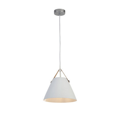 Lighting Collection Aliaga White Pendant With Leather Strap - image 1