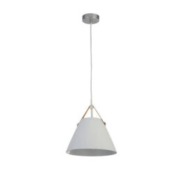 Lighting Collection Aliaga White Pendant With Leather Strap - thumbnail 2
