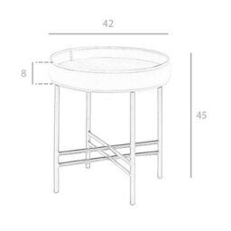 Angel Cerda Stylish Round Corner Table In Eco-Leather And Walnut With Black Steel Legs - thumbnail 7