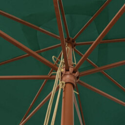 Berkfield Garden Parasol With Wooden Pole Green 300X300X273 Cm - thumbnail 5