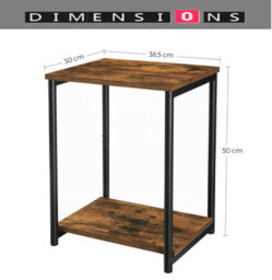 Modcraft Set Of 2 Side Tables For Bedroom And Livingroom , Industrial Style Table - Brown - thumbnail 2