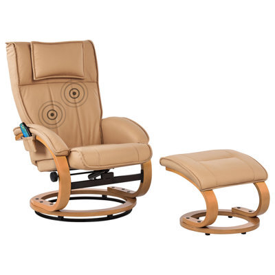 Beliani Massage Chair Majestic With Footstool Faux Leather Light Brown - image 1