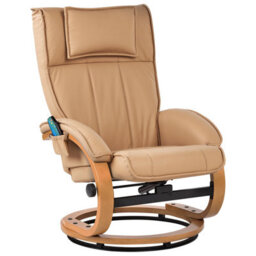 Beliani Massage Chair Majestic With Footstool Faux Leather Light Brown - thumbnail 4