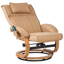 Beliani Massage Chair Majestic With Footstool Faux Leather Light Brown - thumbnail 5