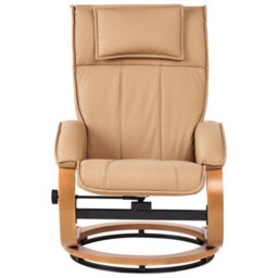 Beliani Massage Chair Majestic With Footstool Faux Leather Light Brown - thumbnail 6