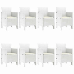 Berkfield Garden Dining Set 9 Pcs White Polt Rattan - thumbnail 4