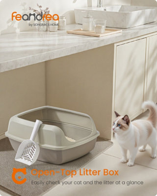 LEDREM High Sided Cat Litter Tray, Xxl Open Top Litter Box With Scoop, For Kittens, - image 1