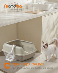 LEDREM High Sided Cat Litter Tray, Xxl Open Top Litter Box With Scoop, For Kittens, - thumbnail 1