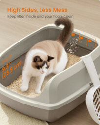 LEDREM High Sided Cat Litter Tray, Xxl Open Top Litter Box With Scoop, For Kittens, - thumbnail 3