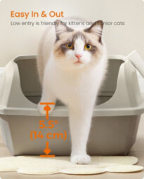 LEDREM High Sided Cat Litter Tray, Xxl Open Top Litter Box With Scoop, For Kittens, - thumbnail 6