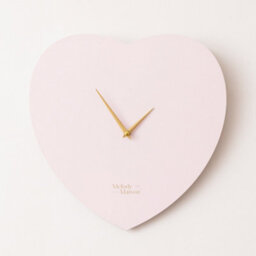 Melody Maison Wooden Pink & Gold Detailed Heart Shaped Wall Clock - 40Cm X 40Cm
