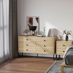 Homcom Chest Of 6 Drawers Storage Unit 71X120Cm Unique Zigzag Design Anti Tip - thumbnail 1