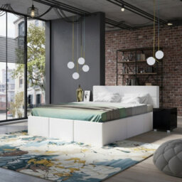 Calabrini C-06 Sturdy Bedroom Bed With Lift Up Slats And Spacious Sleeping Area White - thumbnail 2