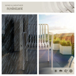 Tectake Garden Chairs Alcudia - Weather-Resistant, Durable And Long-Lasting Plastic - Taupe - Set Of 2 - thumbnail 7