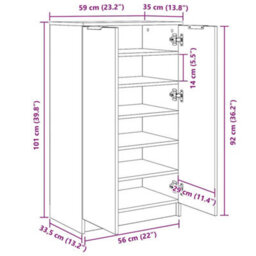 Vidaxl Shoe Cabinet Black Oak 59 X 35 X 100 Cm Engineered Wood - thumbnail 3