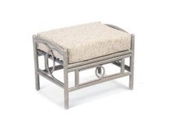 Desser Madrid Grey Natural Rattan Footstool Real Cane Indoor Cushioned Wicker Footrest With Uk Sewn Cushion In Farrow Fabric - thumbnail 1