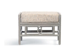 Desser Madrid Grey Natural Rattan Footstool Real Cane Indoor Cushioned Wicker Footrest With Uk Sewn Cushion In Farrow Fabric - thumbnail 3