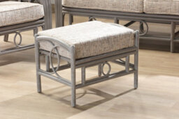 Desser Madrid Grey Natural Rattan Footstool Real Cane Indoor Cushioned Wicker Footrest With Uk Sewn Cushion In Farrow Fabric - thumbnail 2