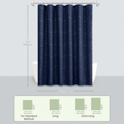 INHOUSOLU HOME DÉCOR Inhousolu Home Decor Stylish Boho Shower Curtain Tufted Chevron Stripes Waterproof Washable - thumbnail 2