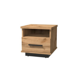 Arte Oak Wotan & Black Matt Lamelo 17 Bedside Table H37Cm W37Cm D35Cm - Compact Nightstand Solution - thumbnail 1