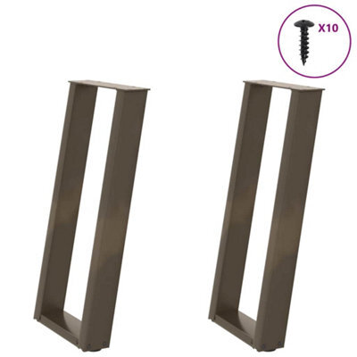 Berkfield Console Table Legs U-Shaped 2 Pcs Natural Steel 28X(72-73) Cm Steel - image 1