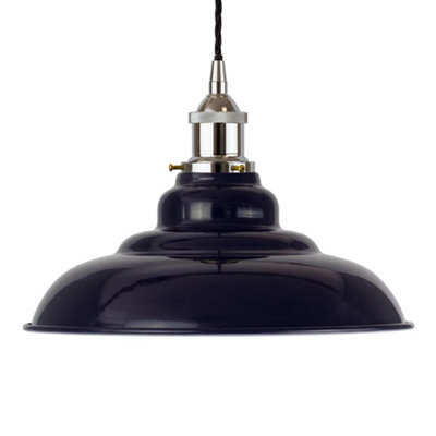 Navy Blue St Edmund's Painted Dome Pendant Light With Nickel Lamp Holder And Grey Twisted Cable - Se Home - image 1