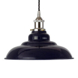 Navy Blue St Edmund's Painted Dome Pendant Light With Nickel Lamp Holder And Grey Twisted Cable - Se Home - thumbnail 4