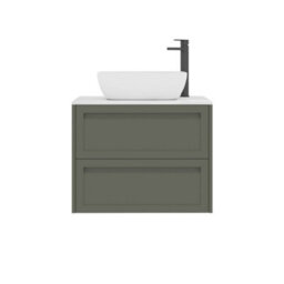 Royal Bathrooms Royal Bathroom Elmore 700mm Matt Green Wall Mounted Countertop Bathroom Vanity Unit 2 Drawer With Elva Basin - thumbnail 7