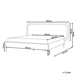 Beliani Bed Velvet Suzette 140 X 200 Cm (Eu Double) Light Grey - thumbnail 3