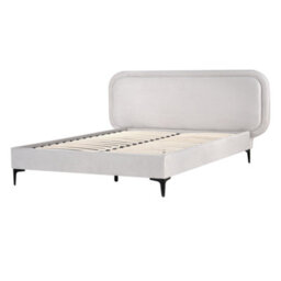 Beliani Bed Velvet Suzette 140 X 200 Cm (Eu Double) Light Grey - thumbnail 4