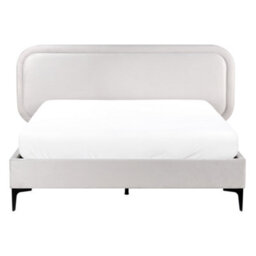 Beliani Bed Velvet Suzette 140 X 200 Cm (Eu Double) Light Grey - thumbnail 5