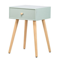 Nordlys 1-Door Mint Green Beech Wood Nightstand Sea Side Style Bedroom - thumbnail 2
