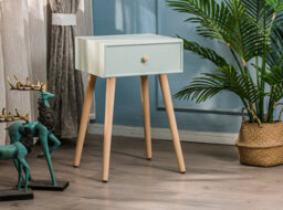 Nordlys 1-Door Mint Green Beech Wood Nightstand Sea Side Style Bedroom - thumbnail 3