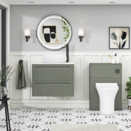 Royal Bathrooms Royal Bathroom Elmore 700mm Matt Green Wall Mounted Countertop Bathroom Vanity Unit 2 Drawer With Milan Basin - thumbnail 5