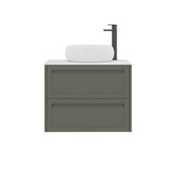 Royal Bathrooms Royal Bathroom Elmore 700mm Matt Green Wall Mounted Countertop Bathroom Vanity Unit 2 Drawer With Milan Basin - thumbnail 7